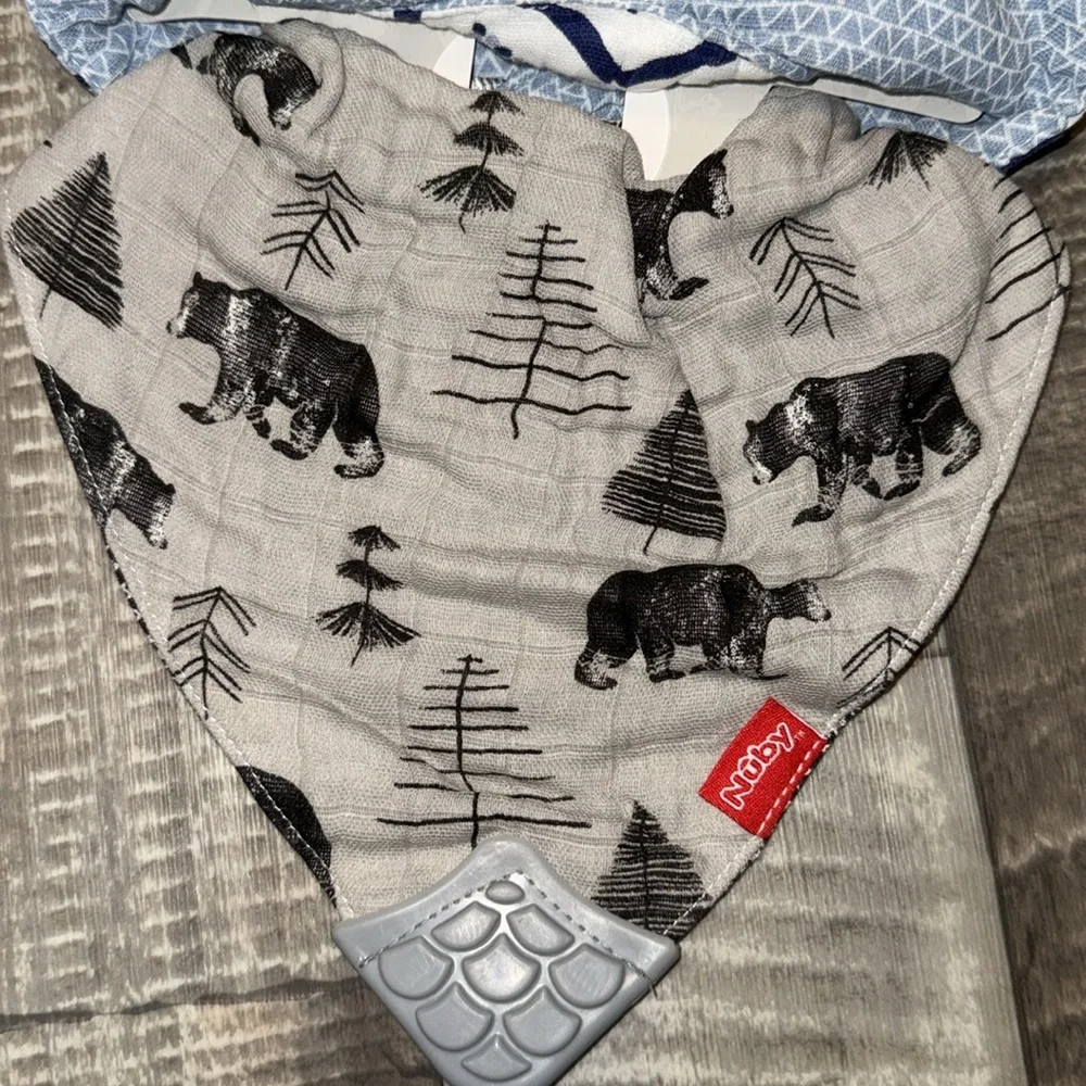 NUBY Cotton Muslin‎ Bibs - 3 Pack NWT